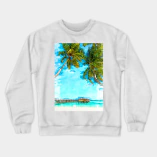 Summer Vibe Maldives Beach Lagoon Hotels Crewneck Sweatshirt